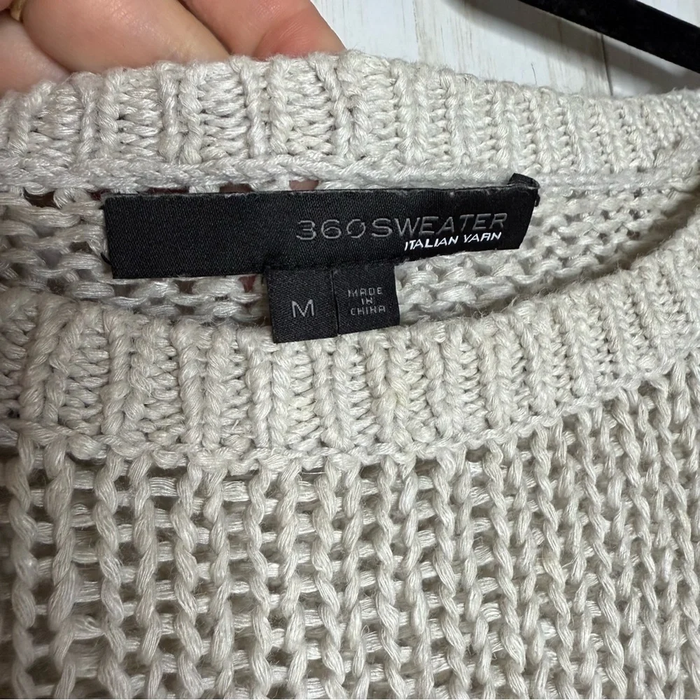 360 Sweater Cashmere Silk Cream Knit Sweater M